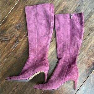 Coach Plum Suede Heeled Boots